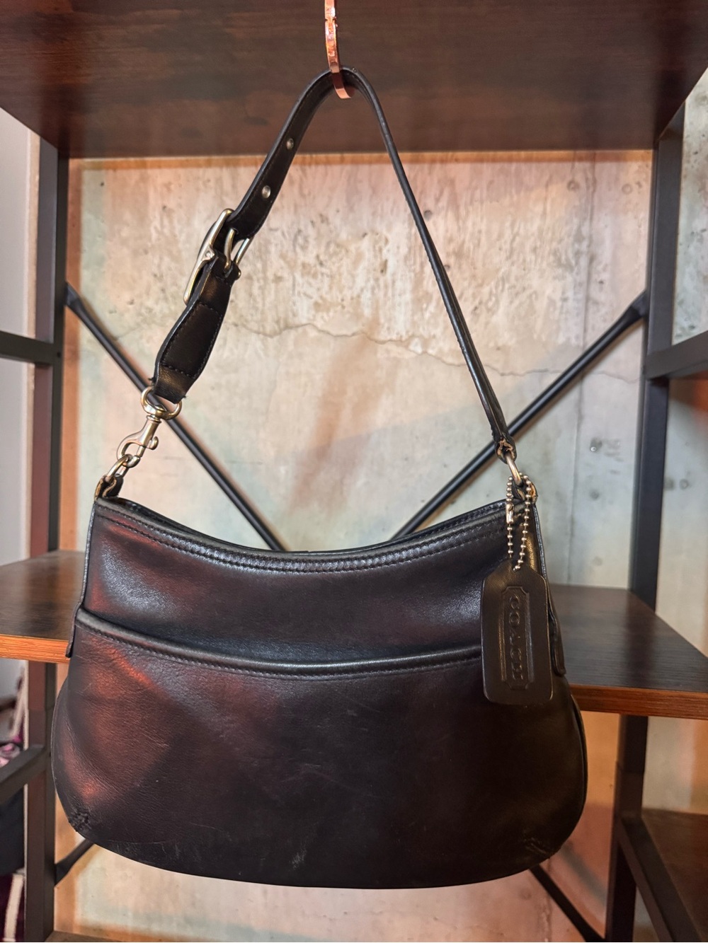 Coach 2002 Legacy West Demi Pouch Black Leather Shoulder Bag with HangTag
